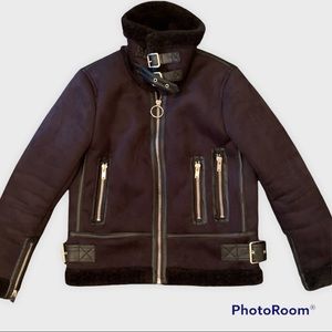 Philosophy Faux Leather Moto/Aviator Jacket Size S